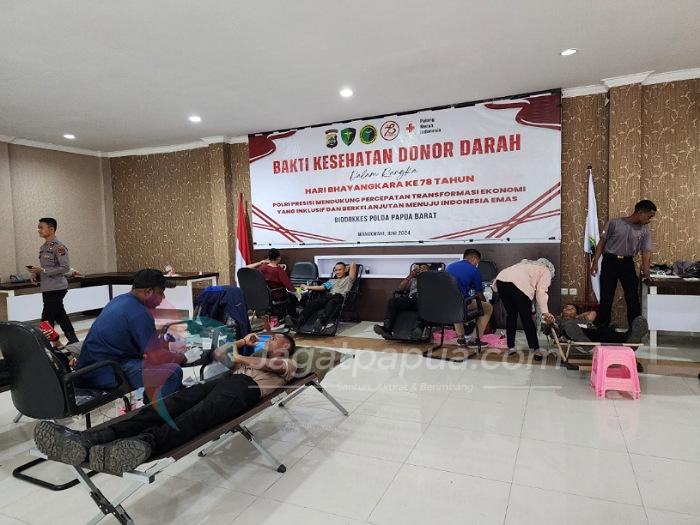 Rangkaian Sambut HUT Bhayangkara Ke 78, Polda Papua Barat Gelar Donor Darah