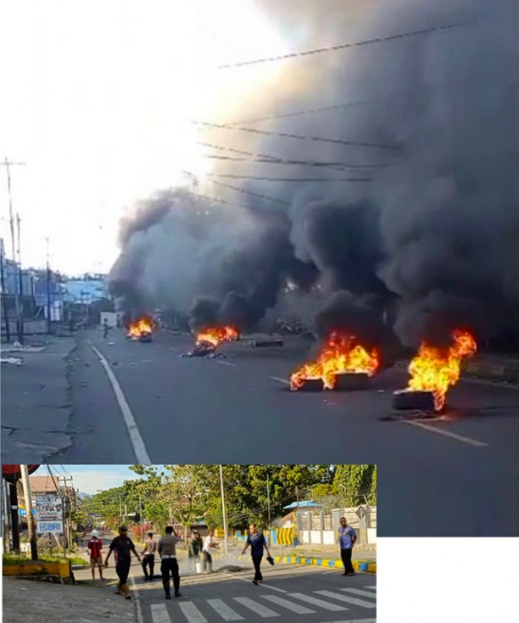 Polisi Buka Palang Dan Amankan Aksi Bakar Ban Di Sepanjang Jalan Manado Fanindi Manokwari